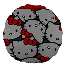 Hello Kitty, Pattern, Red Large 18  Premium Flano Round Cushions by nateshop