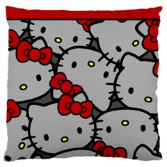 Hello Kitty, Pattern, Red 16  Baby Flannel Cushion Case (two Sides) by nateshop
