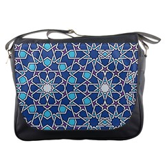 Islamic Ornament Texture, Texture With Stars, Blue Ornament Texture Messenger Bag by nateshop