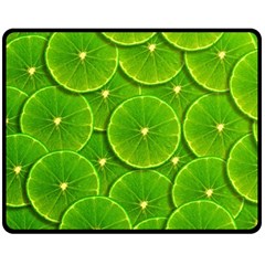 Lime Textures Macro, Tropical Fruits, Citrus Fruits, Green Lemon Texture Two Sides Fleece Blanket (medium) by nateshop