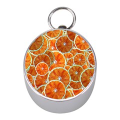 Oranges Patterns Tropical Fruits, Citrus Fruits Mini Silver Compasses by nateshop