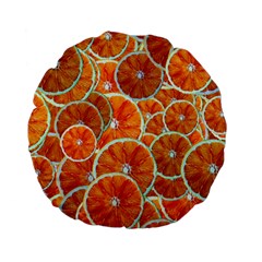 Oranges Patterns Tropical Fruits, Citrus Fruits Standard 15  Premium Flano Round Cushions by nateshop
