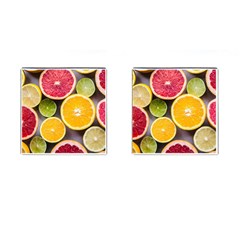 Oranges, Grapefruits, Lemons, Limes, Fruits Cufflinks (square) by nateshop