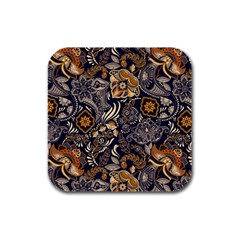 Paisley Texture, Floral Ornament Texture Rubber Square Coaster (4 Pack) by nateshop