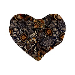 Paisley Texture, Floral Ornament Texture Standard 16  Premium Flano Heart Shape Cushions by nateshop