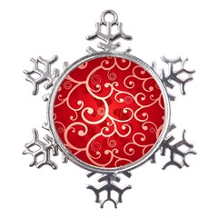 Patterns, Corazones, Texture, Red, Metal Large Snowflake Ornament by nateshop