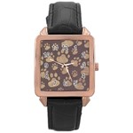 Paws Patterns, Creative, Footprints Patterns Rose Gold Leather Watch 