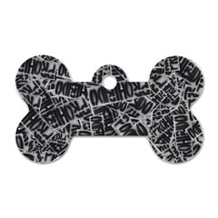 Rebel Life: Typography Black And White Pattern Dog Tag Bone (one Side) by dflcprintsclothing