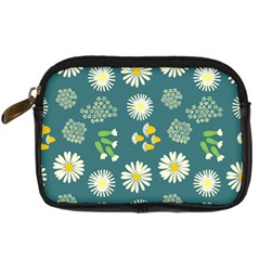 Drawing Flowers Meadow White Digital Camera Leather Case