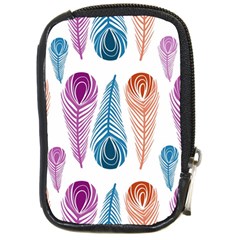 Pen Peacock Colors Colored Pattern Compact Camera Leather Case