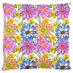 Bloom Flora Pattern Printing Large Premium Plush Fleece Cushion Case (one Side)