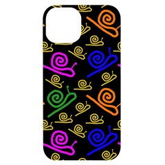 Pattern-repetition-snail-blue Iphone 14 Black Uv Print Case by Maspions