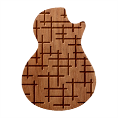 Pattern-repetition-bars-colors Guitar Shape Wood Guitar Pick Holder Case And Picks Set