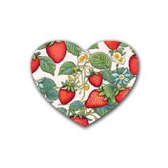 Strawberry-fruits Rubber Heart Coaster (4 Pack) by Maspions
