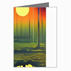 Outdoors Night Moon Full Moon Trees Setting Scene Forest Woods Light Moonlight Nature Wilderness Lan Greeting Card by Posterlux