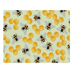 Bees Pattern Honey Bee Bug Honeycomb Honey Beehive Two Sides Premium Plush Fleece Blanket (large)