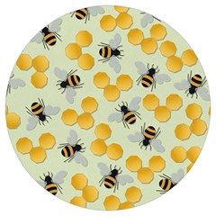 Bees Pattern Honey Bee Bug Honeycomb Honey Beehive Round Trivet