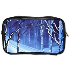 Landscape Outdoors Greeting Card Snow Forest Woods Nature Path Trail Santa s Village Toiletries Bag (one Side) by Posterlux