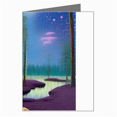 Artwork Outdoors Night Trees Setting Scene Forest Woods Light Moonlight Nature Greeting Card by Posterlux