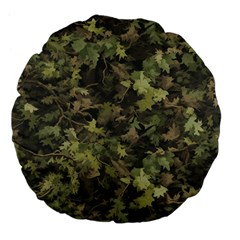 Green Camouflage Military Army Pattern Large 18  Premium Flano Round Cushions