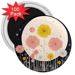 Space Flowers Universe Galaxy 3  Magnets (100 Pack)