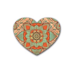 Mandala Floral Decorative Flower Rubber Coaster (heart)