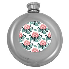 Flowers Hydrangeas Round Hip Flask (5 Oz)