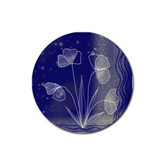 Flower Nature Abstract Art Rubber Coaster (round) by Maspions