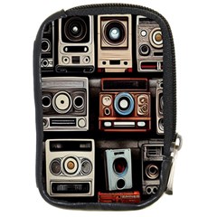 Retro Cameras Old Vintage Antique Technology Wallpaper Retrospective Compact Camera Leather Case by Grandong