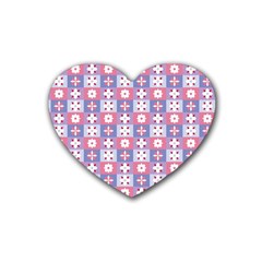 Flower Art Pattern Geometric Rubber Coaster (heart)