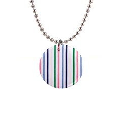 Stripes Pattern Abstract Retro Vintage 1  Button Necklace