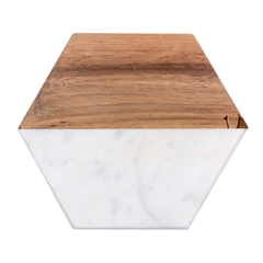Flowers Space Frame Ornament Marble Wood Coaster (hexagon) 