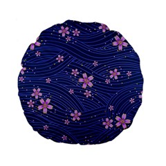 Flowers Floral Background Standard 15  Premium Flano Round Cushions