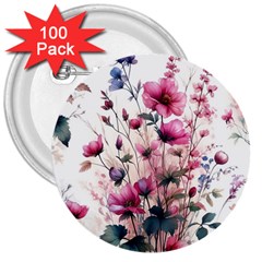 Flora Floral Flower Petal 3  Buttons (100 Pack) 