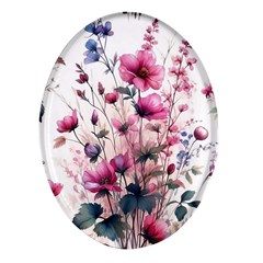 Flora Floral Flower Petal Oval Glass Fridge Magnet (4 Pack)