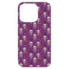 Skull Halloween Pattern Iphone 14 Pro Black Uv Print Case by Maspions