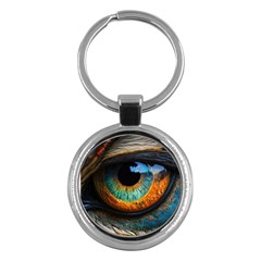 Eye Bird Feathers Vibrant Key Chain (round)