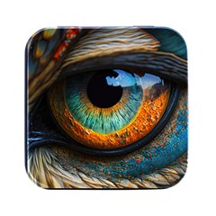 Eye Bird Feathers Vibrant Square Metal Box (black) by Hannah976