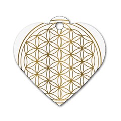 Gold Flower Of Life Sacred Geometry Dog Tag Heart (one Side)
