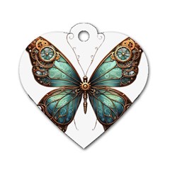 Mechanical Butterfly Dog Tag Heart (two Sides) by CKArtCreations