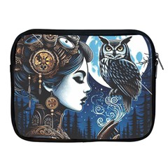 Steampunk Woman With Owl 2 Steampunk Woman With Owl Woman With Owl Strap Apple Ipad 2/3/4 Zipper Cases by CKArtCreations