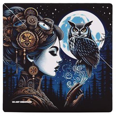 Steampunk Woman With Owl 2 Steampunk Woman With Owl Woman With Owl Strap Uv Print Square Tile Coaster  by CKArtCreations