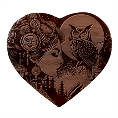 Steampunk Woman With Owl 2 Steampunk Woman With Owl Woman With Owl Strap Heart Wood Jewelry Box