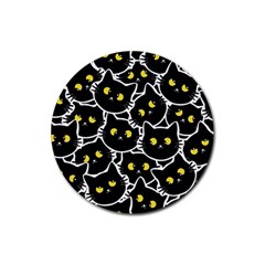 Cat Pattern Pet Drawing Eyes Rubber Round Coaster (4 Pack)