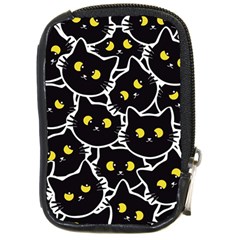 Cat Pattern Pet Drawing Eyes Compact Camera Leather Case