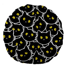 Cat Pattern Pet Drawing Eyes Large 18  Premium Flano Round Cushions