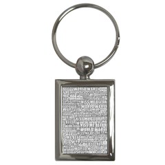 Kiss Me Before World War 3 Typographic Motif Pattern Key Chain (rectangle) by dflcprintsclothing