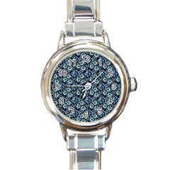 Blue Roses 1 Blue Roses 2 Round Italian Charm Watch by DinkovaArt