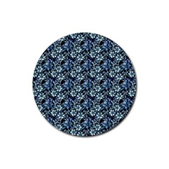 Blue Roses 1 Blue Roses 2 Rubber Round Coaster (4 Pack) by DinkovaArt