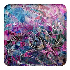 Pink Swirls Flow Square Glass Fridge Magnet (4 Pack) by kaleidomarblingart